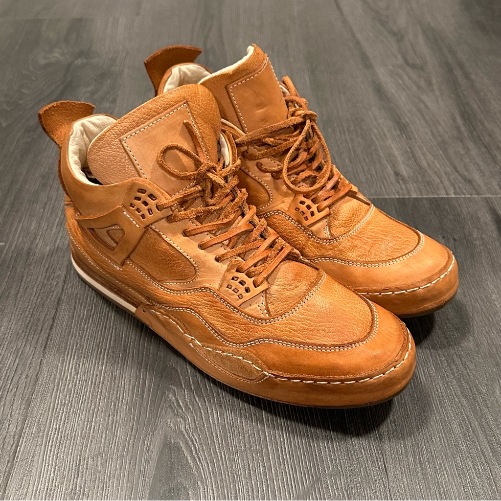 Hender Scheme Size 5 Made In Japan Men's Tan Leather High-Top Sneakers